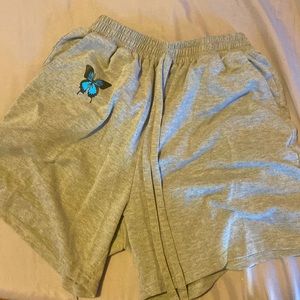 Gray butterfly shorts.